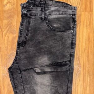 SKINNY FIT ACID WASH MOTO JEANS